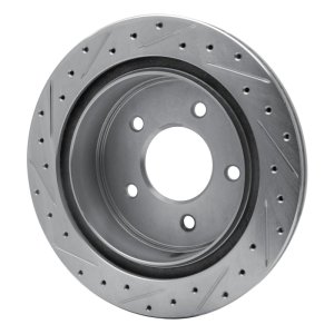 Ford E-150 Brake Rotor (1) - Rear Right - R1 Concepts - Drilled & Slotted - Silver - `04-`06